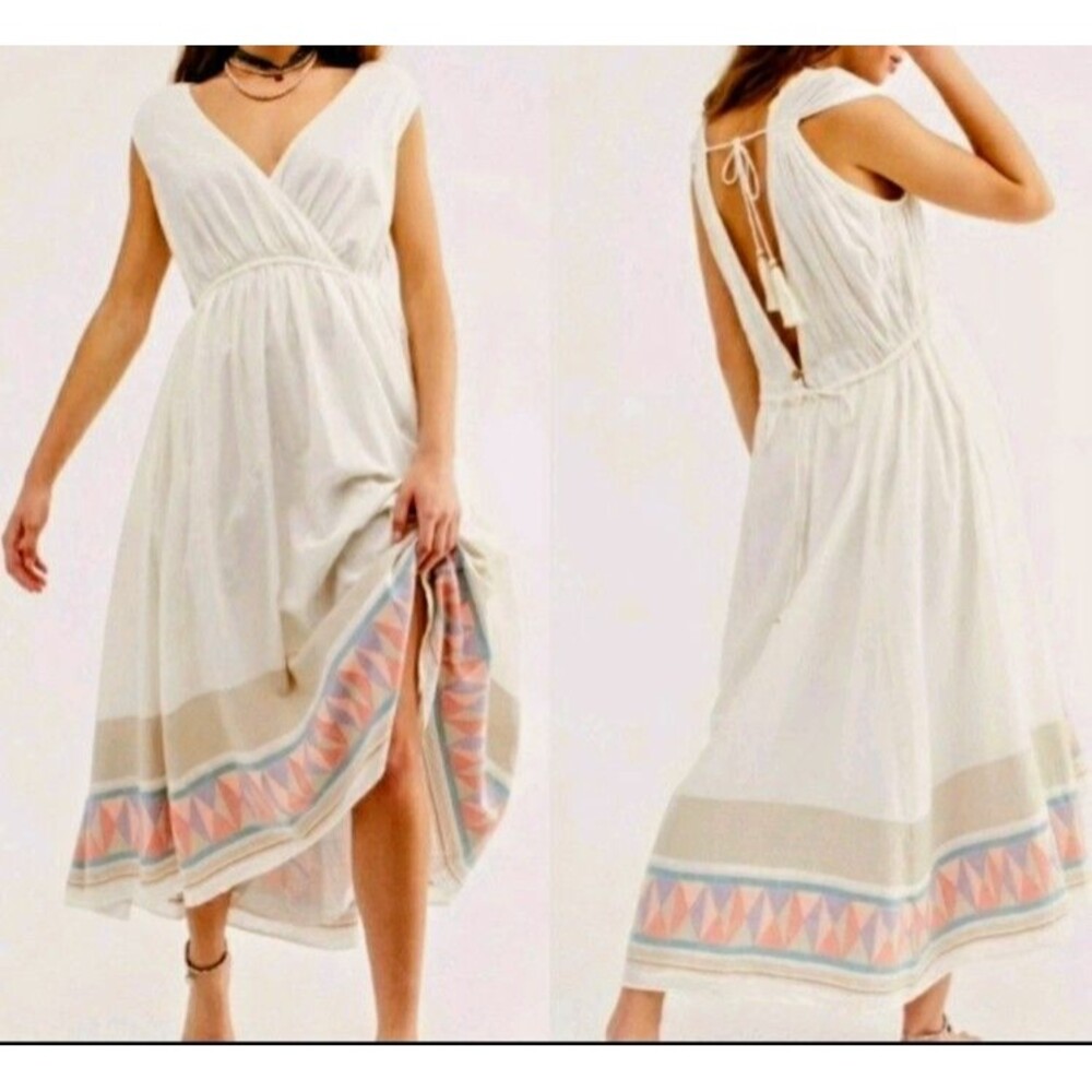 Free People Lulu Midi Dress  Boho Romantic Cottagecore Beach Cotton Oversized S